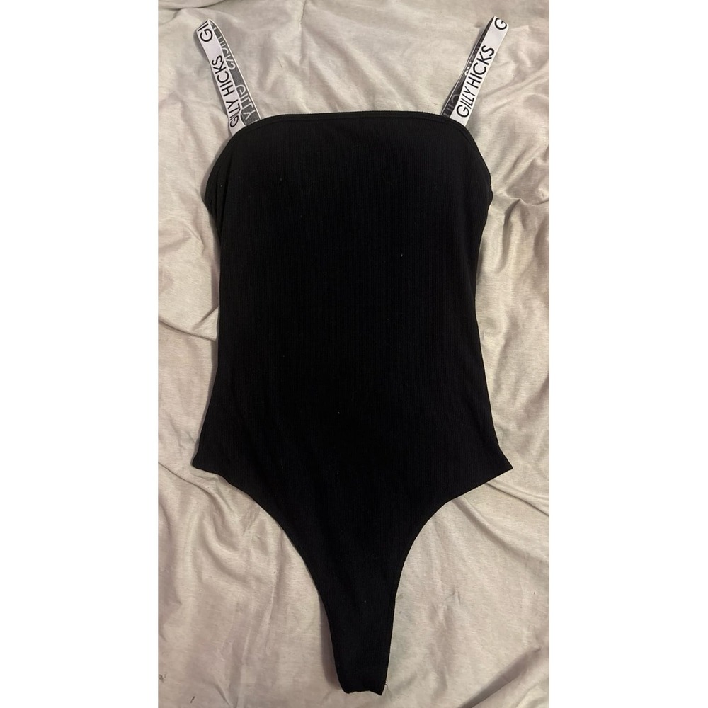 Gilly Hicks Hollister Black Ribbed Tank Top Bodysuit, Small